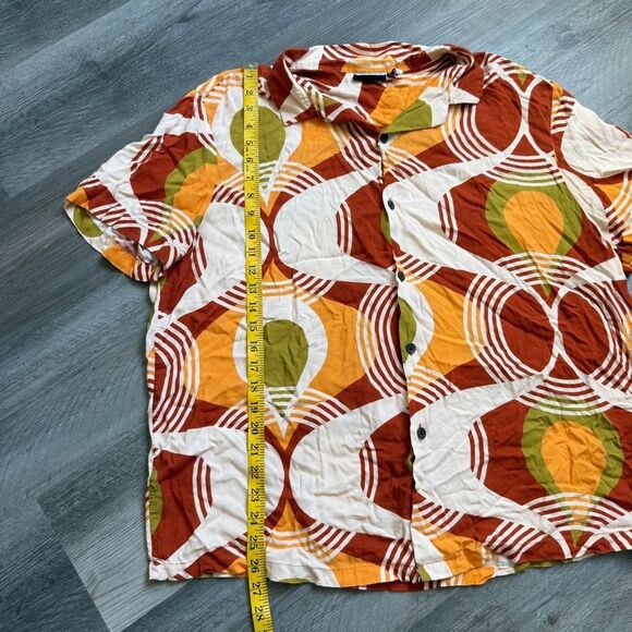 ASOS Relaxed Revere Shirt 70s Geo Print Button Down 2XL - Picture 8 of 8